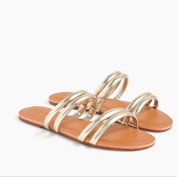 J. Crew seaside slide sandals metallic gold sz 6 - Picture 1 of 3
